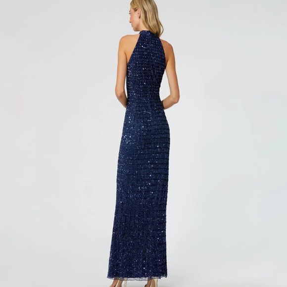 NWT Mac Duggal [ 6 ] 23018 Embellished Halter Neck Keyhole Gown Mid Blue #Q1151 - Picture 3 of 12